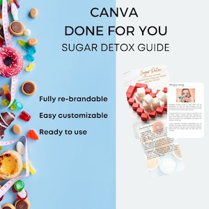 Editable Canva Guide Sugar Detox | No Added Sugar Diet | Nutrition Coach | Zero Sugar Guide | Instant Download Coach Content, DFY