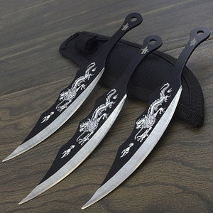 12 Pc 6 Ninja Tactical Combat Ninjutsu Kunai Blade Throwing Knife Set w/  Sheath