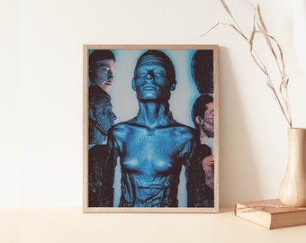 Lovecraftian Horror Art PRINTABLE, Eldritch Horror, Digital Horror, Blue Man Artwork, Bedroom Wall Art, Creepy Art, Gothic Home Decor, Gift