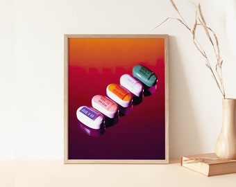 Pills for Dinner PRINTABLE, Pills Gradient, Pill Art, Trendy Decor, Colorful Pills, Party Design, Dorm, Pills Still Life, Acrylic Pills