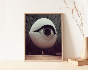 Spy Eye Vintage PRINTABLE, Fotografia oczu, Sztuka ścienna do sypialni, Dekoracja ścienna oczu, Oko na człowieku, Abstrakcyjna sztuka oczu, Oko na niebie