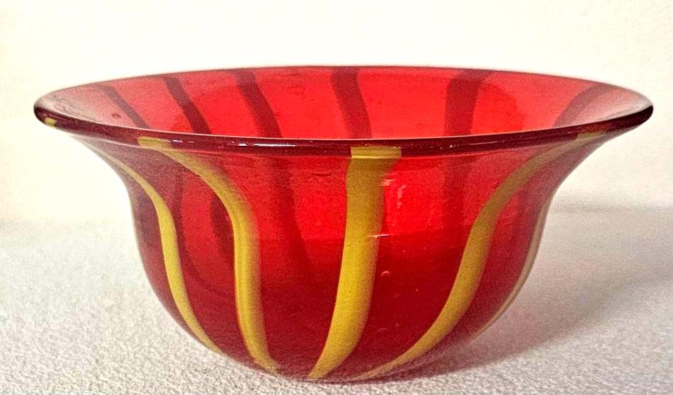 希少】ムラーノグラス ガラスボウル 曲線ハンドル付き 希少】ムラーノ