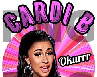 Transparante "Cardi B" digitale download, DTF, sublimatie, PNG-afbeelding