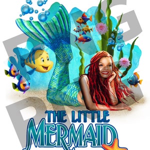 Transparent &quot;The Black Little Mermaid&quot; Digital download, DTF, Sublimation, PNG image
