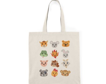 Chinese Zodiac Tote Bag - Lunar New Year Tote Bag - Year of the Rabbit - Year od the Dragon - Lunar New Year Gift