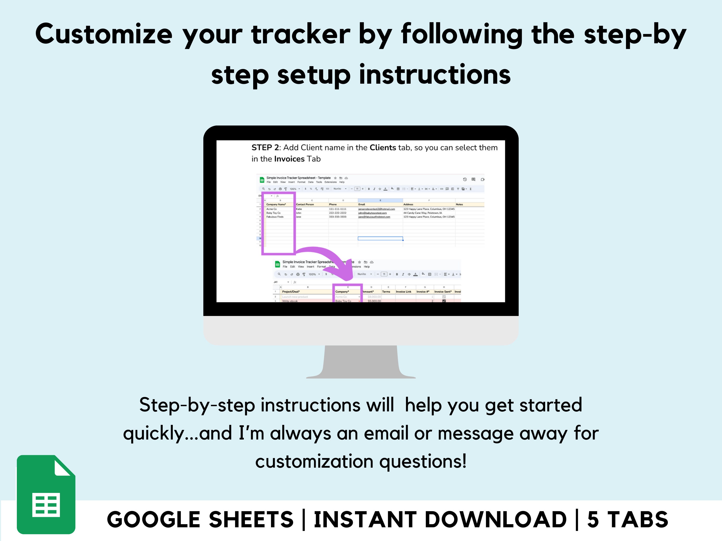 Invoice Tracker Spreadsheet for Google Sheets | Client Payment Tracker ...