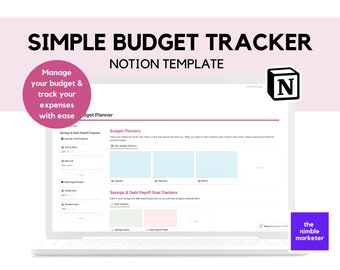 Begrotingsplanner-conceptsjabloon | Budgettracker | Maandbudgetplanner Notie | Notie onkostentracker | Tracker voor spaar- en schuldenafbetalingen