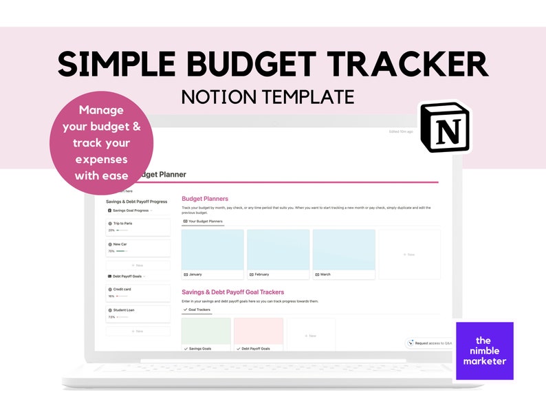 Budget Planner Notion Template | Budget Tracker | Monthly Budget ...