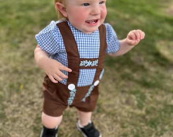 Infant and Toddler One Piece Lederhosen Romper