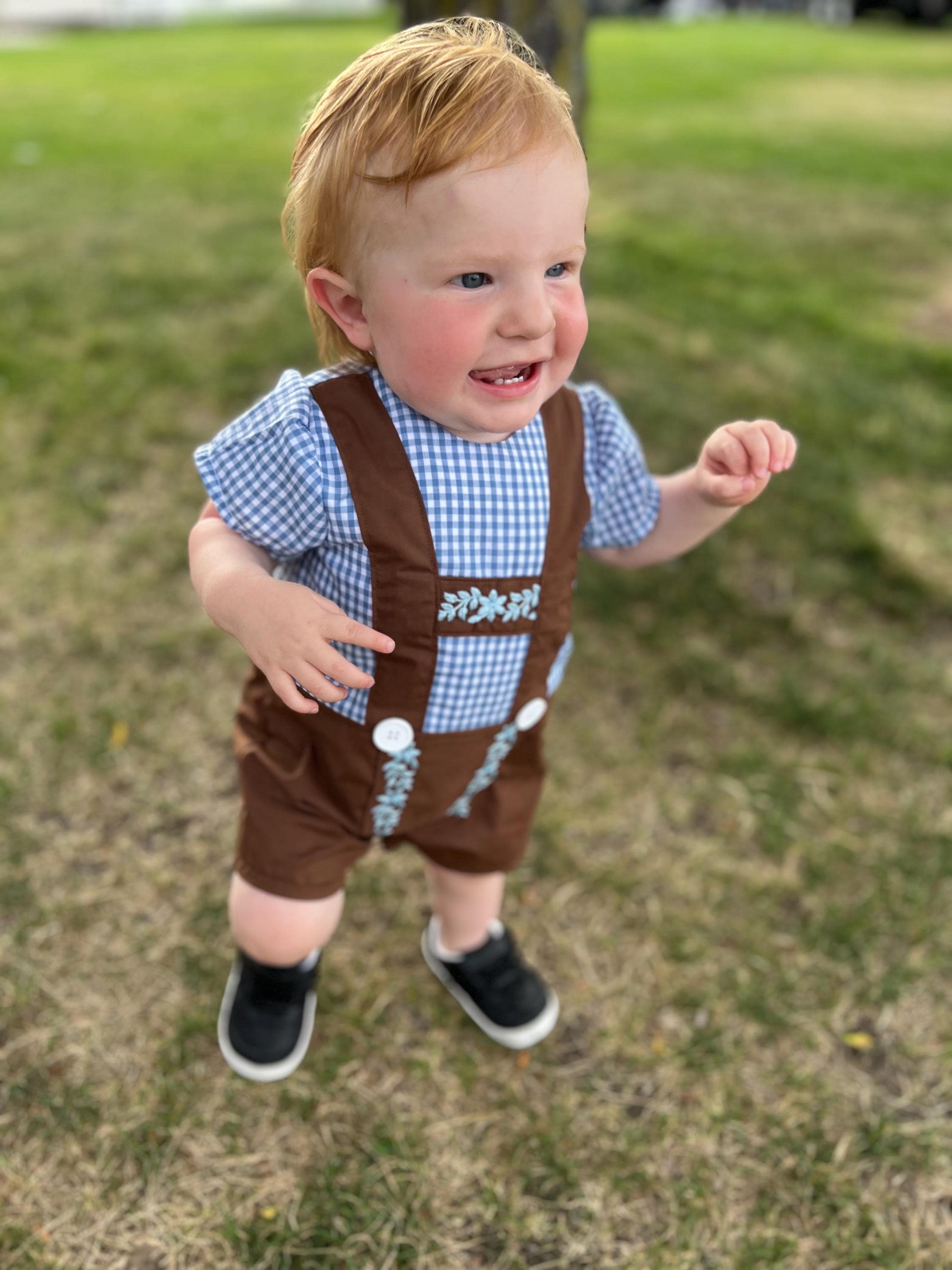 Infant and Toddler One Piece Lederhosen Romper