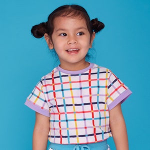 Organic Pima Cotton Kids T-Shirt – Retro Plaid Gender-Neutral Tee • Summer Toddler Shirt • Vintage-Inspired Kids Clothes