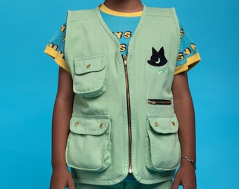 Kids Utility Vest, Gender-Neutral Green Explorer Vest for Kids, Personalized Explore Children Vest, Vest with Embroidered Personalization