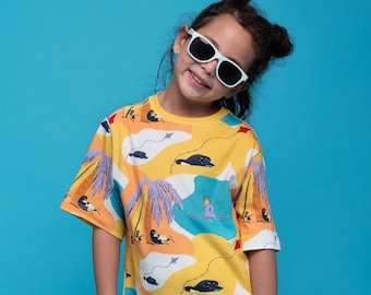 Kids Cotton Shirt, Oversized gender-neutral kids Tee, GOTS certified. Organic Pima Cotton Shirt.