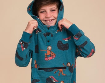 Kids Organic Pima Cotton Hoodie: Skater Sasquatch Print