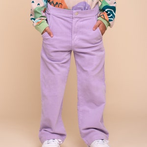 Lavender Corduroy Pants for Kids, Gender Neutral, Adjustable waistband Corduroy Pants for Children image 1