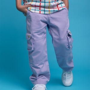 Kids Cargo Pants, Gender-Neutral Lavender Cargo Pants for Kids