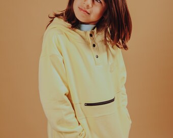 Kids Organic Pima Cotton Hoodie: Butter Yellow French Terry Sweatshirt