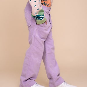 Lavender Corduroy Pants for Kids, Gender Neutral, Adjustable waistband Corduroy Pants for Children image 2