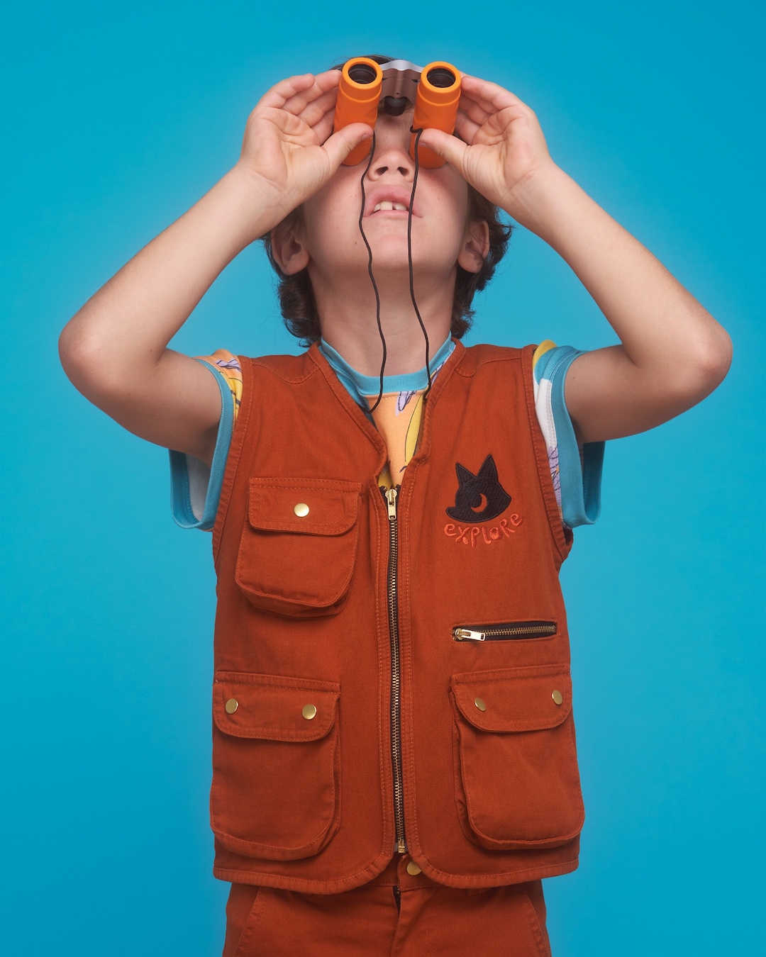 Kids Utility Vest, Genderneutral Brown Explore Vest for Kids