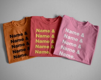 Custom Name List Shirt, Helvetica Font