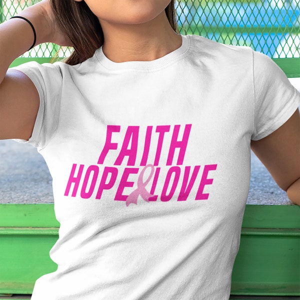 Faith Hope & Love - Cancer Survivor Hoodie and Sweatshirt, Breast Cancer Apparel, Susan G. Komen Race For The Cure, Her Fight Is My Fight