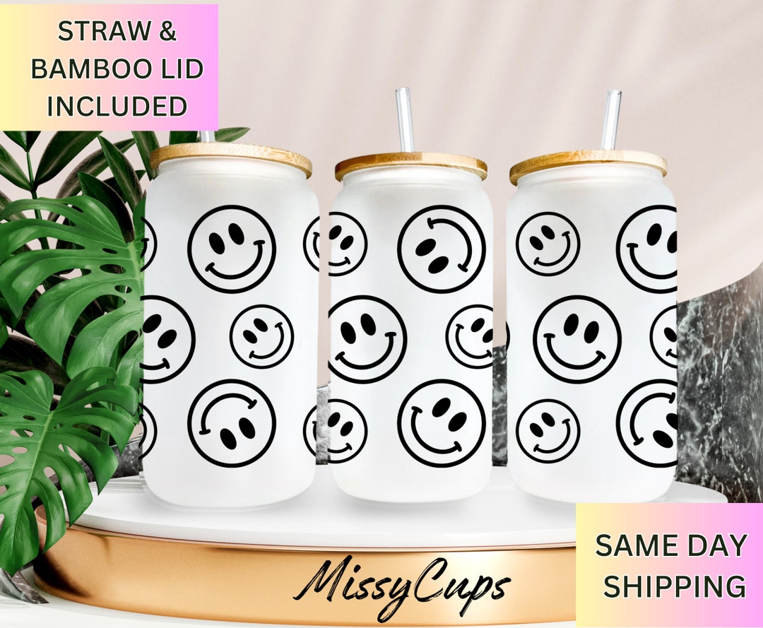 Smiley Face Glass Cup Smiley Face Gifts Retro Glass Cup Etsy