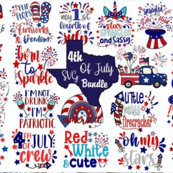 4th of July SVG Bundle - all american boy - start spangled and impertinent - tongs feux d'artifice et liberté