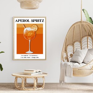 Wydruk Aperol Spritz | Plakat Aperol Spritz | Wydruki na wózki barowe | Cyfrowa sztuka ścienna | Znak koktajlowy | Znak napoju Signature | Napoje Signature