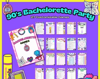 90s Bachelorette Party Printable Games for Hen Do Back to the 90s Theme Party Retro Hen Party Games 90’s Bridal Games Bundle Customizable
