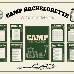 Juegos de despedida de soltera en el campamento Búsqueda del tesoro, juegos de despedida de soltera, bingo de despedida de soltera, despedida de soltera, juegos de despedida de soltera Paquete de juegos de despedida de soltera para acampar