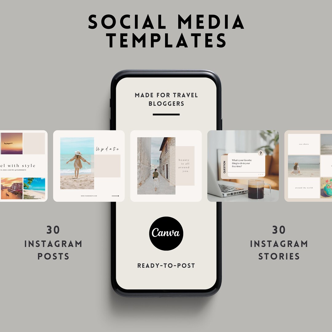 Social Media Templates Canva Travel Blogging Instagram - Etsy