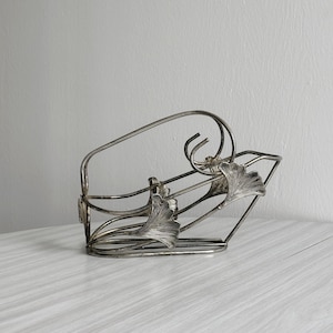 Silver-plated metal bottle holder, elegant vintage accessory, decorative bottle holder for reception table or chic kitchen