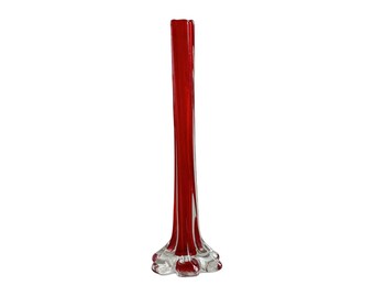 Translucent red glass soliflore vase, Apartment decoration, elegant piece for the home or office, retro futuristic decoration.