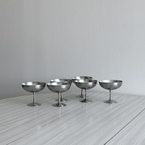 6 large stainless steel footed bowls, Letang Remy style, French made, metal tableware, stainless steel bowls, dessert set, gift