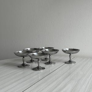 6 stainless steel footed bowls, Letang Remy style, French manufacturing, metal tableware, stainless steel bowls, dessert service, gift