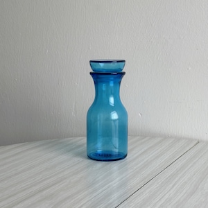 Translucent blue glass apothecary jar, vintage thick glass jar, decorative storage for bathroom, shelf or retro chic kitchen