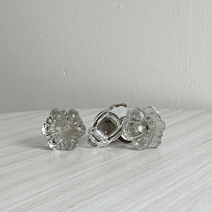 Paire de boutons de porte anciens en verre cristal et métal, poignées de porte, décoration maison, quincaillerie ancienne, idée cadeau