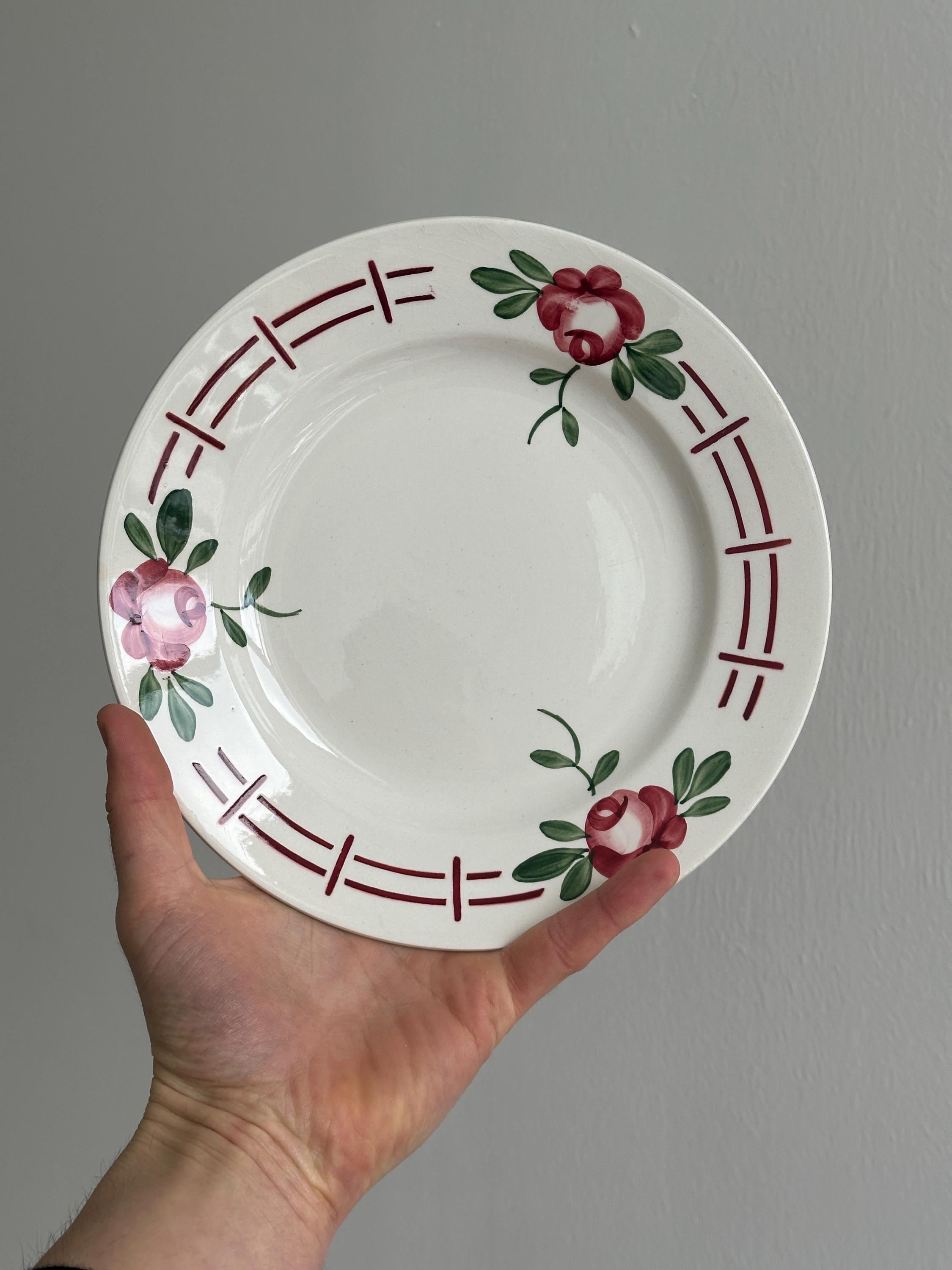 アンティーク陶器プレート8枚セット、花飾り、フランスの食器 