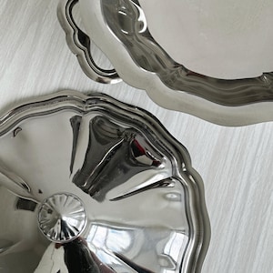 Stainless steel serving dish with lid, classic design, elegant tableware, timeless vintage tableware, cocktail set image 3