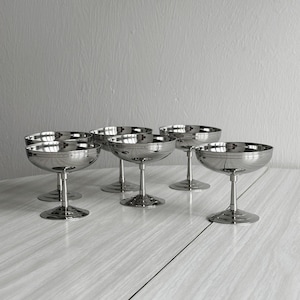 6 Letang Remy stainless steel footed bowls, French made, metal tableware, stainless steel bowls, dessert set, vintage gift