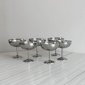 6 tall silver-plated bowls Guy Degrenne Letang Remy style, chic tableware, vintage dessert service, elegant shine