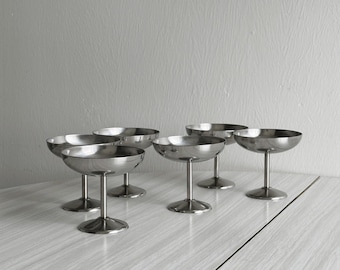6 Letang Remy matte gloss footed dessert bowls, chic style, elegant retro tableware for ice cream, fruit or refined brunch