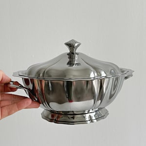 Stainless steel serving dish with lid, classic design, elegant tableware, timeless vintage tableware, cocktail set image 8