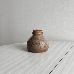 Petit pot à herbes de Provence en grès, poterie artisanale ancienne, décoration rustique, accessoire de cuisine vintage