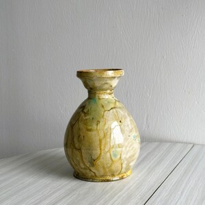 Yellow and blue ceramic vase, colorful interior decoration, chic design piece, elegant decorative object, decorative gift, office vase