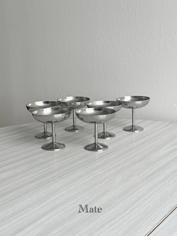 6 Letang Remy Dessertschalen auf Stiel mit mattem Glanz, schicker Stil, elegantes Retro-Geschirr für Eiscreme, Obst oder einen raffinierten Brunch