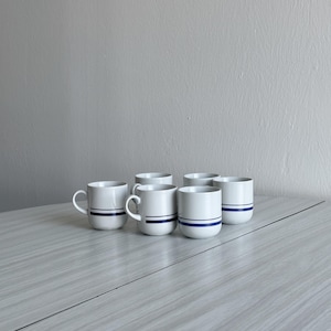 Set of 6 antique porcelain espresso cups, 70s design, vintage tableware for elegant coffee