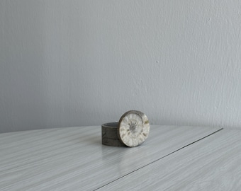 Small stone box, storage accessory for jewelry or small items, ammonite fossil, decorative storage, small decorative gift