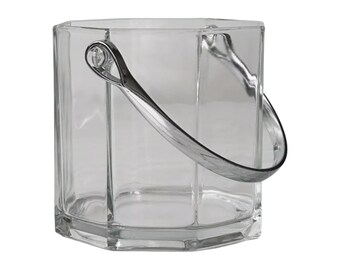 Vintage Luminarc Octime clear glass ice bucket. Ice bucket wine cooler bar accessories decor. barware.