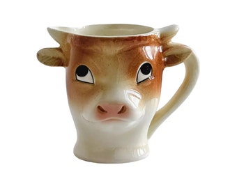 Pot à lait vache céramique allemande, saucière en porcelaine,